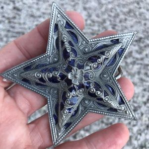 Blue enamel star belt buckle!